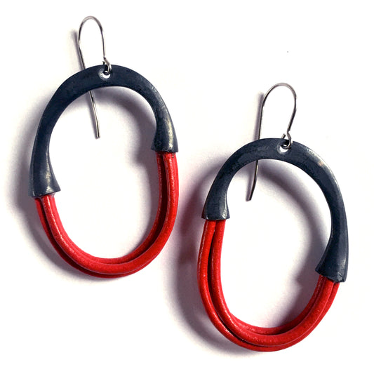 Organica Leather Earring #4 - Red