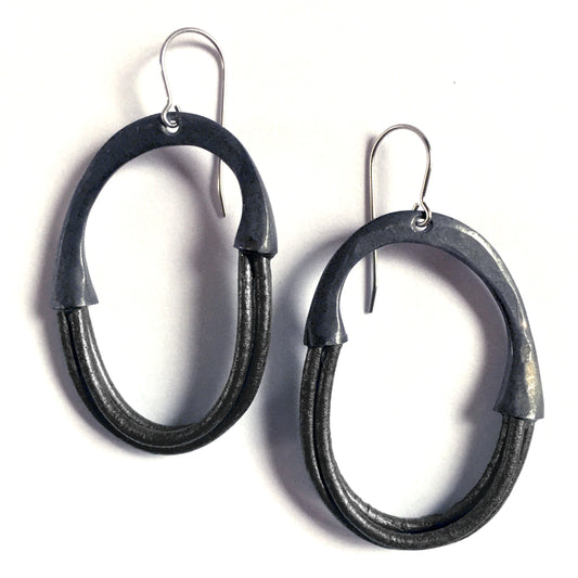 Organica Leather Earring #4 - Metallic Slate
