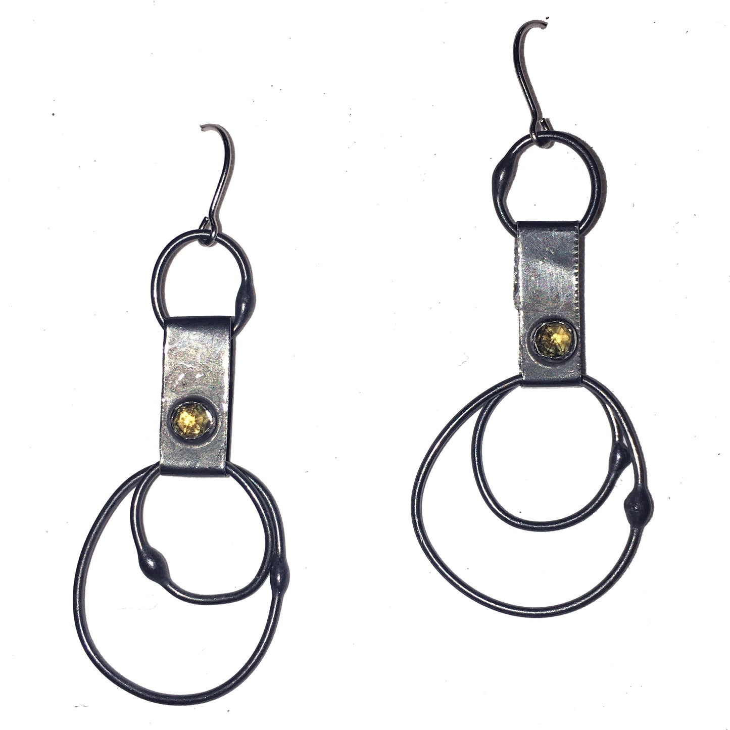 Oxidized Sterling and Citrine Dangle #1