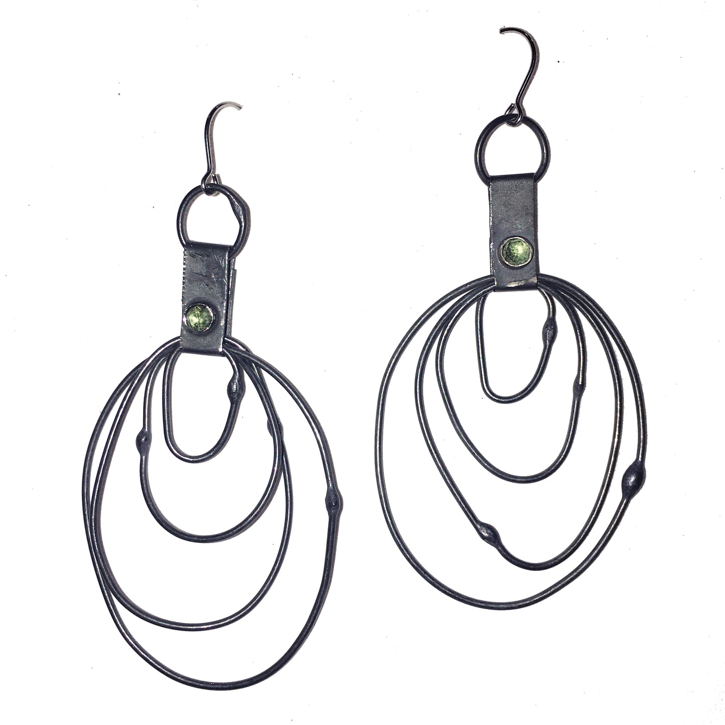 Oxidized Sterling and Peridot Dangle #1