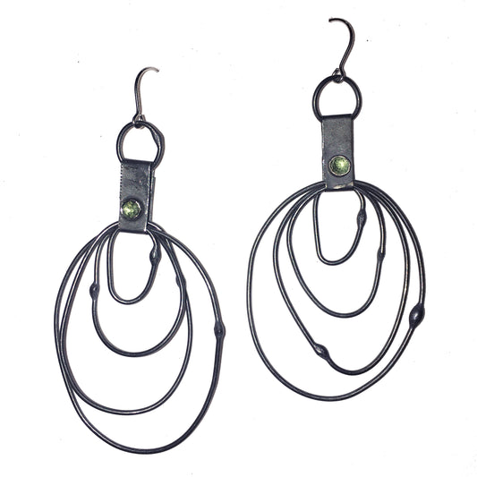Oxidized Sterling and Peridot Dangle #1