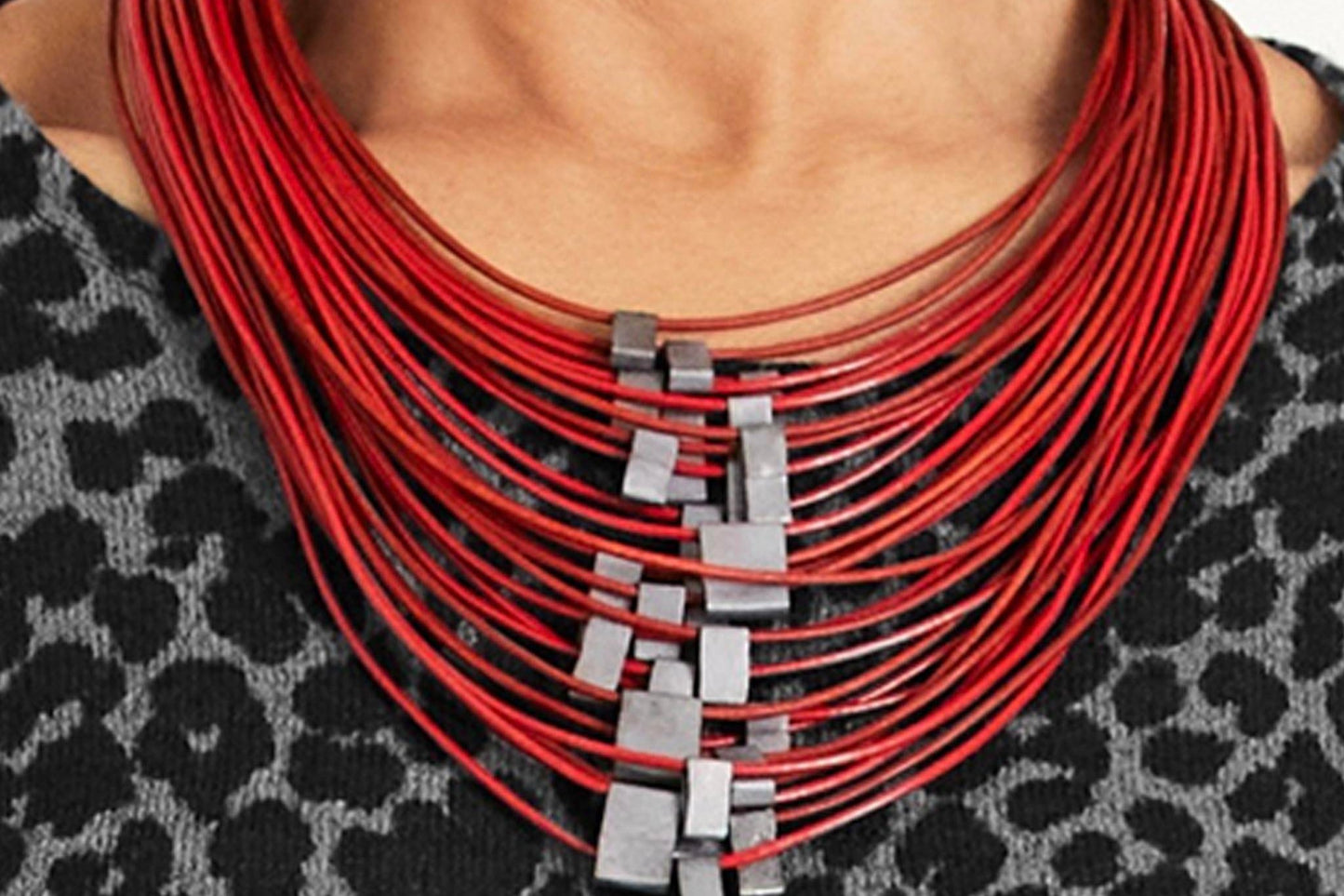Organica Leather Necklace No.11 _ Perfect Red