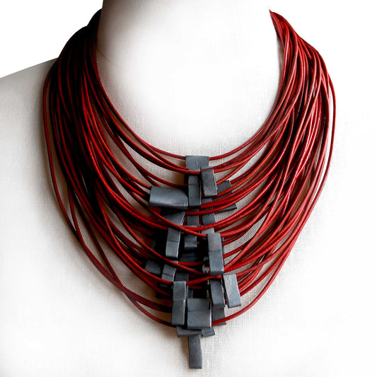 Organica Leather Necklace No.11 _ Perfect Red