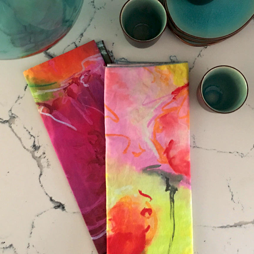 Abstract Floral Tea Towel Set