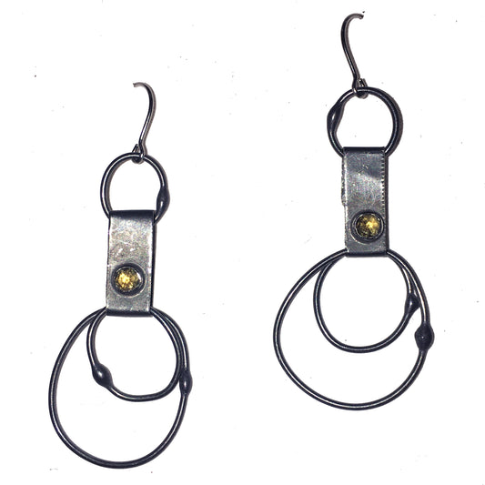 Oxidized Sterling and Citrine Dangle #1